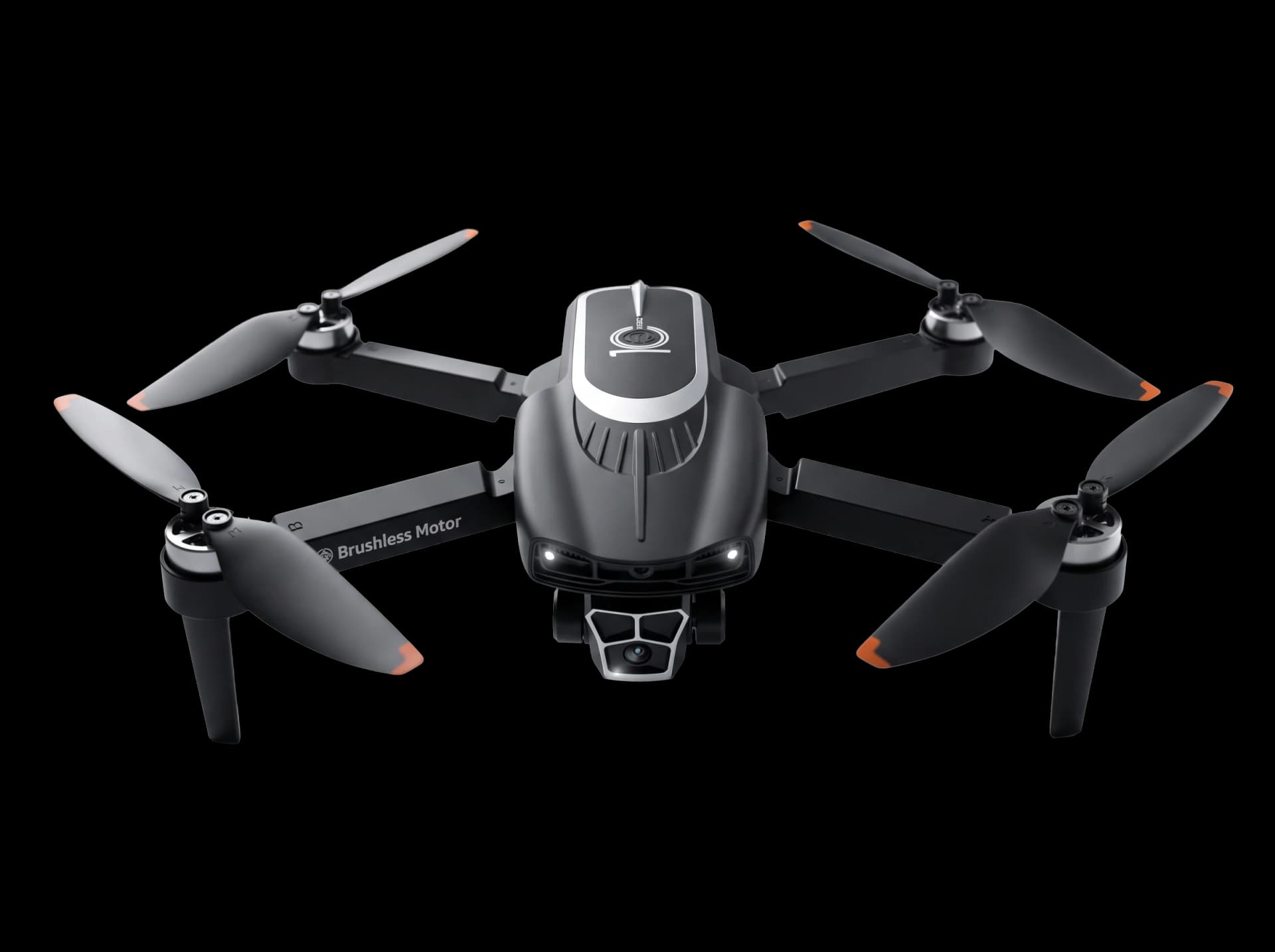 Drone S10 Pro tampak depan dengan empat motor brushless