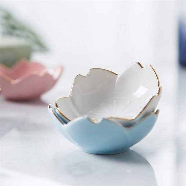 Creative Japanese Sakura Ceramic Dish Cherry Blossom Kawaii Plate Sauce Dish Flower Bowl for Kitchen Sauce Vinegar Dishes